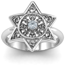 Star of David with Filigree Ring