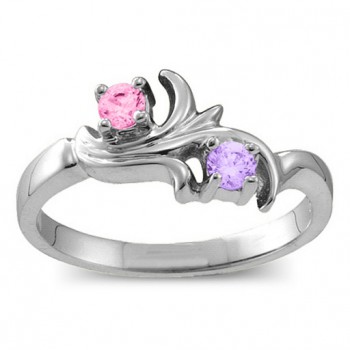 Sterling Silver  Nouveau  Flame 2-6 Gemstones Ring