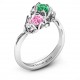 Sterling Silver Be-leaf In Love Double Gemstone Floral Ring