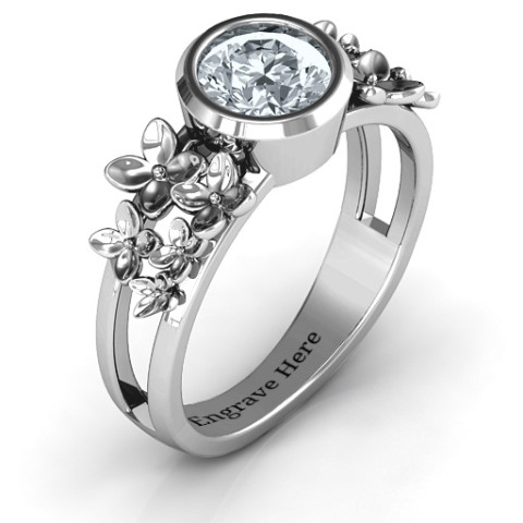 Sterling Silver Beautiful Blossoms with Split Shank Ring and