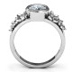 Sterling Silver Beautiful Blossoms with Split Shank Ring and Genuine Diamond Stone