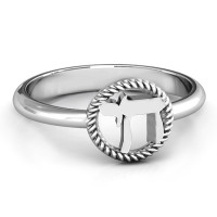 Sterling Silver Chai with Braided Halo Ring