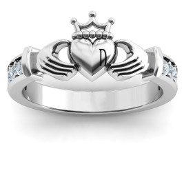 Sterling Silver Classic Claddagh Ring with Accents