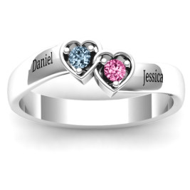 Sterling Silver Double Interlocked Hearts Ring