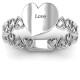 Sterling Silver Engravable Cut Out Hearts Ring