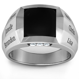 Sterling Silver Engravable Statement 6-Stone Men's Ring