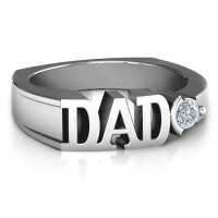 Sterling Silver Greatest Dad Birthstone Men's Ring with Peridot (Simulated) Stone