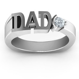 Sterling Silver Greatest Dad Birthstone Men's Ring with Peridot (Simulated) Stone