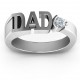 Sterling Silver Greatest Dad Birthstone Men's Ring with Peridot (Simulated) Stone