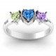 Sterling Silver Heart Stone with Twin Heart Accents Ring