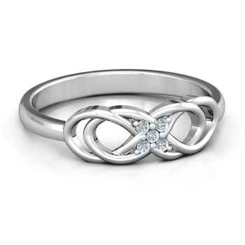 Sterling Silver Infinity Knot Ring with Accents