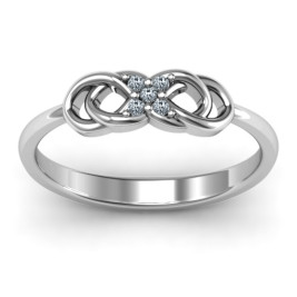 Sterling Silver Infinity Knot Ring with Accents