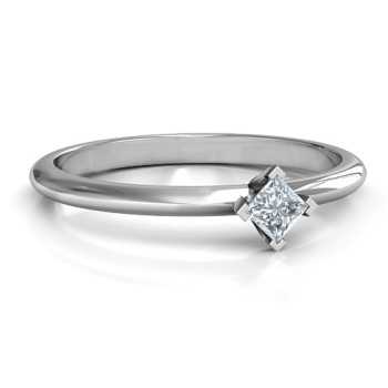 Sterling Silver L-Shaped Princess Ring