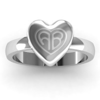 Sterling Silver Large Engraved Monogram Heart Ring