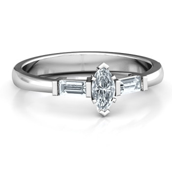 Sterling Silver Marquise Cut Love Ring