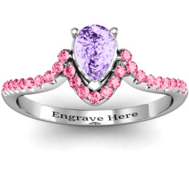 Sterling Silver Pear in Accent Groove Ring