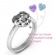 Sterling Silver Petite Caged Hearts Ring with 1-3 Stones