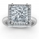 Sterling Silver Princess Cut Cocktail Ring with Halo