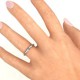 Sterling Silver Reveal Stone Grooved Women's Ring with Cubic Zirconias Stone