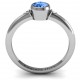 Sterling Silver Round Bezel Solitaire with Twin Accents Ring