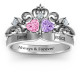 Sterling Silver Royal Romance Double Heart Tiara Ring with Engravings