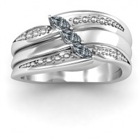 Sterling Silver Shimmering Triple-Marquise Ring