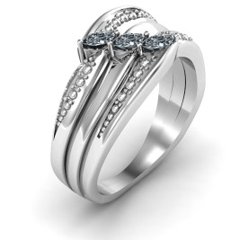 Sterling Silver Shimmering Triple-Marquise Ring