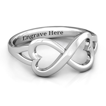 Sterling Silver Simple Double Heart Infinity Ring