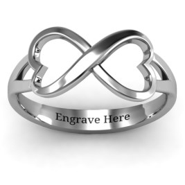 Sterling Silver Simple Double Heart Infinity Ring