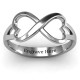 Sterling Silver Simple Double Heart Infinity Ring