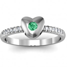 Sterling Silver Solid Heart with Micro Pave Accents Ring