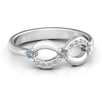 Sterling Silver Three Stone Infinity Ring with Accents