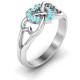 Sterling Silver Triple Heart Infinity Ring with Mint Swarovski Zirconia Stones