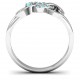 Sterling Silver Triple Heart Infinity Ring with Mint Swarovski Zirconia Stones