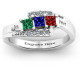 Sterling Silver Triple Princess Stone Ring with Accents