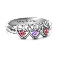 Three's Company Triple Heart Gemstone Ring