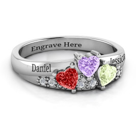 Tripartite Heart Gemstone Ring with Accents