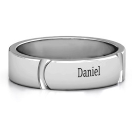 Tungsten Lysander Curved Groove Men's Ring