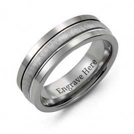 Tungsten Men's Brushed Centre Tungsten Band Ring