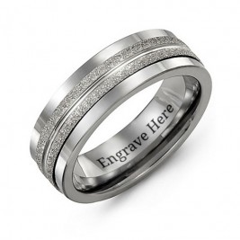 Tungsten Men's Double Row Brushed Tungsten Band Ring