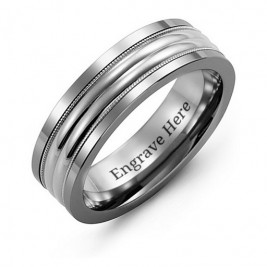 Tungsten Men's Double Row Inlay Tungsten Band Ring