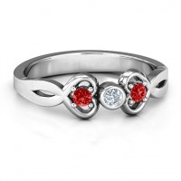 Twin Hearts with Centre Bezel Ring