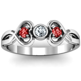 Twin Hearts with Centre Bezel Ring