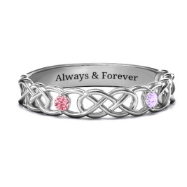 Two-Stone Interwoven Infinity Ring