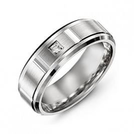 Vertical Diamond-Cut Men's Gemstone Ring with Beveled Edges