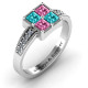 Vintage Princess Cut Ring with Shoulder Accents