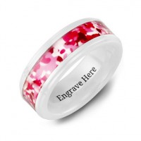 White Ceramic Ring with Colorful Camouflage Centrepiece