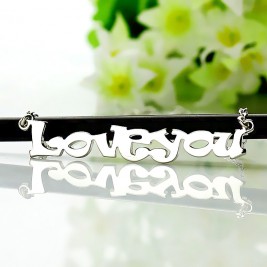 Cute Cartoon Ravie Font 18ct White Gold Plated Name Necklace