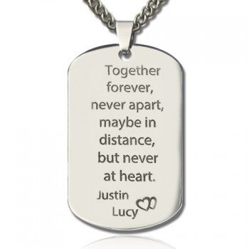 Man's Dog Tag Love Theme Name Necklace