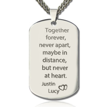 Man's Dog Tag Love Theme Name Necklace